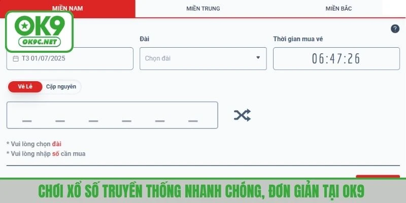 Chơi xổ số truyền thống nhanh chóng, đơn giản tại OK9 