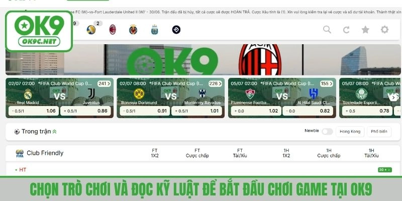 Chọn trò chơi và đọc kỹ luật để bắt đầu chơi game tại OK9