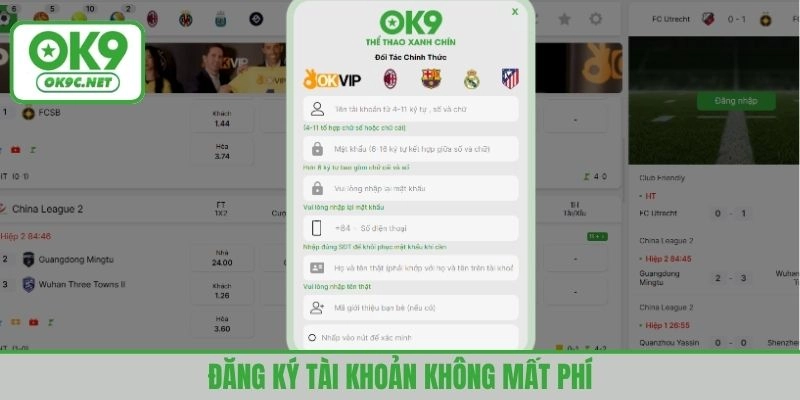 Đăng ký tài khoản không mất phí, dễ thực hiện