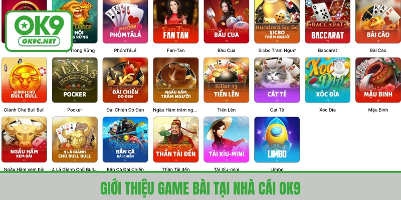 Danh mục game bài tại OK9 thu hút đông đảo thành viên